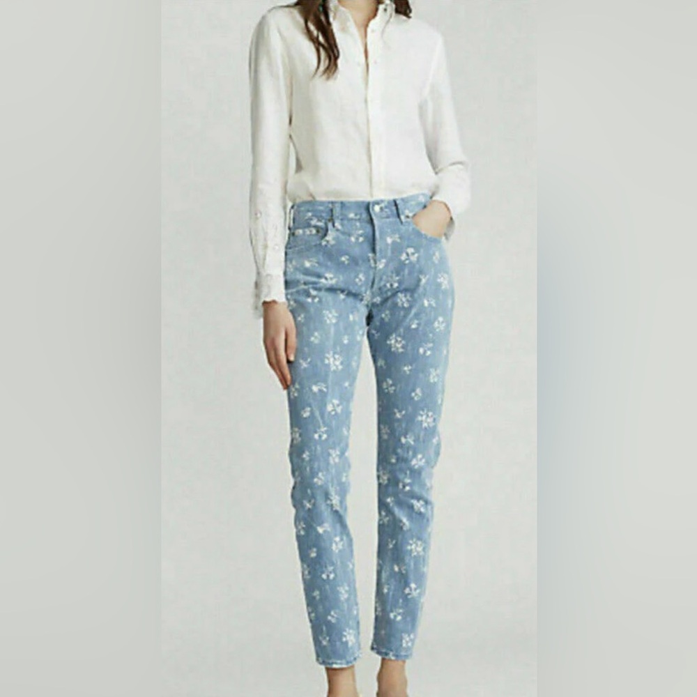 NWT POLO RALPH LAUREN The Callen High Rise Slim Floral Womens Jeans size 31